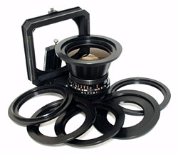 Anodized adapters, 50mm Flektogon, and Hasselblad shade