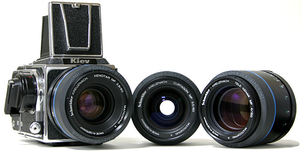 Kiev 88CM, 80mm Xenotar, 60mm Curtagon, 150mm Tele-Xenar